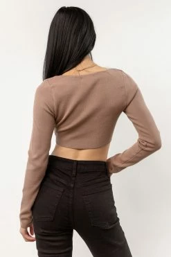 DREAMERS BY DEBUT Lyra Cropped Top In Mocha