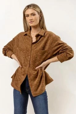 WELLMADE INC Mikayla Button Down In Brown