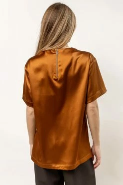 AARON & AMBER Mila Satin Top In Copper