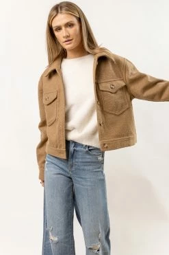 AARON & AMBER Oaklynn Shacket In Camel New Arrivals