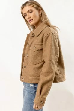AARON & AMBER Oaklynn Shacket In Camel New Arrivals