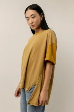 Buy ✨ SINA Tops Addie Rolled Sleeve Top In Mustard - FINAL SALE 👏 8 SINA Tops Addie Rolled Sleeve Top In Mustard - FINAL SALE