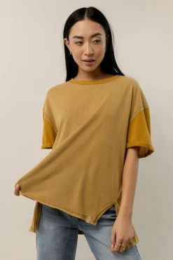 Buy ✨ SINA Tops Addie Rolled Sleeve Top In Mustard - FINAL SALE 👏 7 SINA Tops Addie Rolled Sleeve Top In Mustard - FINAL SALE