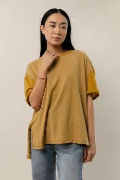 Buy ✨ SINA Tops Addie Rolled Sleeve Top In Mustard - FINAL SALE 👏 9 SINA Tops Addie Rolled Sleeve Top In Mustard - FINAL SALE