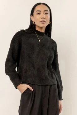 LUMIERE Raleigh Mock Neck Sweater In Black
