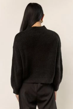 LUMIERE Raleigh Mock Neck Sweater In Black