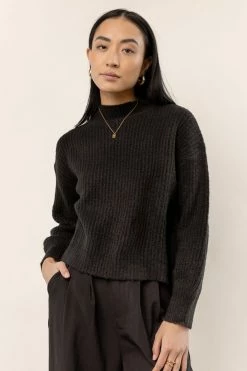 LUMIERE Raleigh Mock Neck Sweater In Black