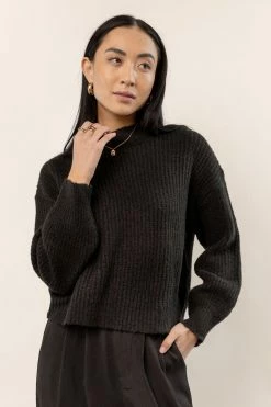 LUMIERE Raleigh Mock Neck Sweater In Black