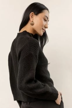 LUMIERE Raleigh Mock Neck Sweater In Black