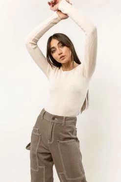 KIMBERLY C Reese Ribbed Bodysuit In Cream