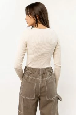 KIMBERLY C Reese Ribbed Bodysuit In Cream