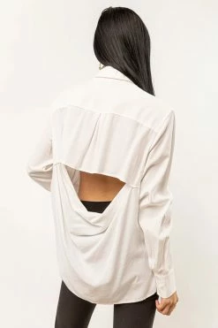 CRESCENT Tops Rin Button Down In Ivory - FINAL SALE