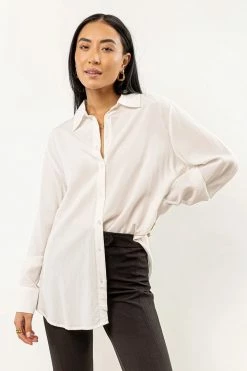 CRESCENT Tops Rin Button Down In Ivory - FINAL SALE