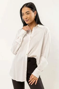 CRESCENT Tops Rin Button Down In Ivory - FINAL SALE