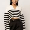 CRESCENT Rylee Cropped Sweater In Ivory Tops