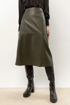 AARON & AMBER Saige Midi Skirt In Olive New Arrivals