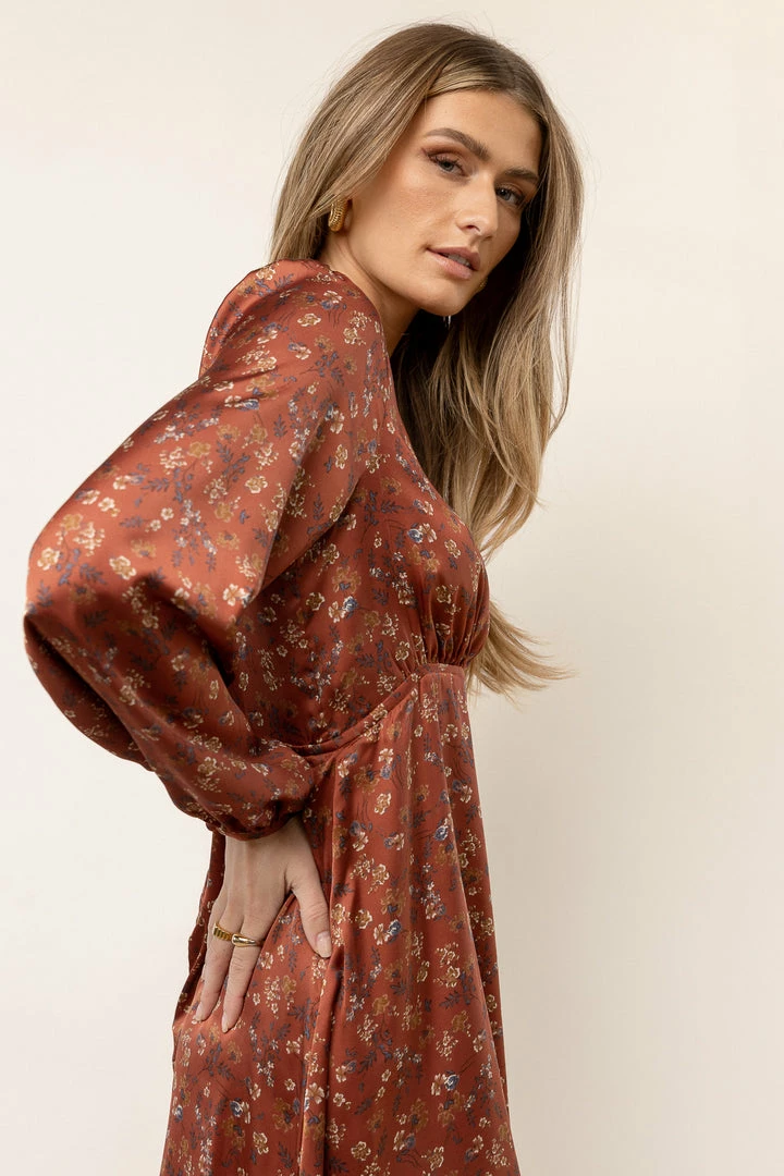 Best Sale β¨ DRESS FORUM Talia Floral Midi π Dress In Rust π 2 DRESS FORUM Talia Floral Midi Dress In Rust