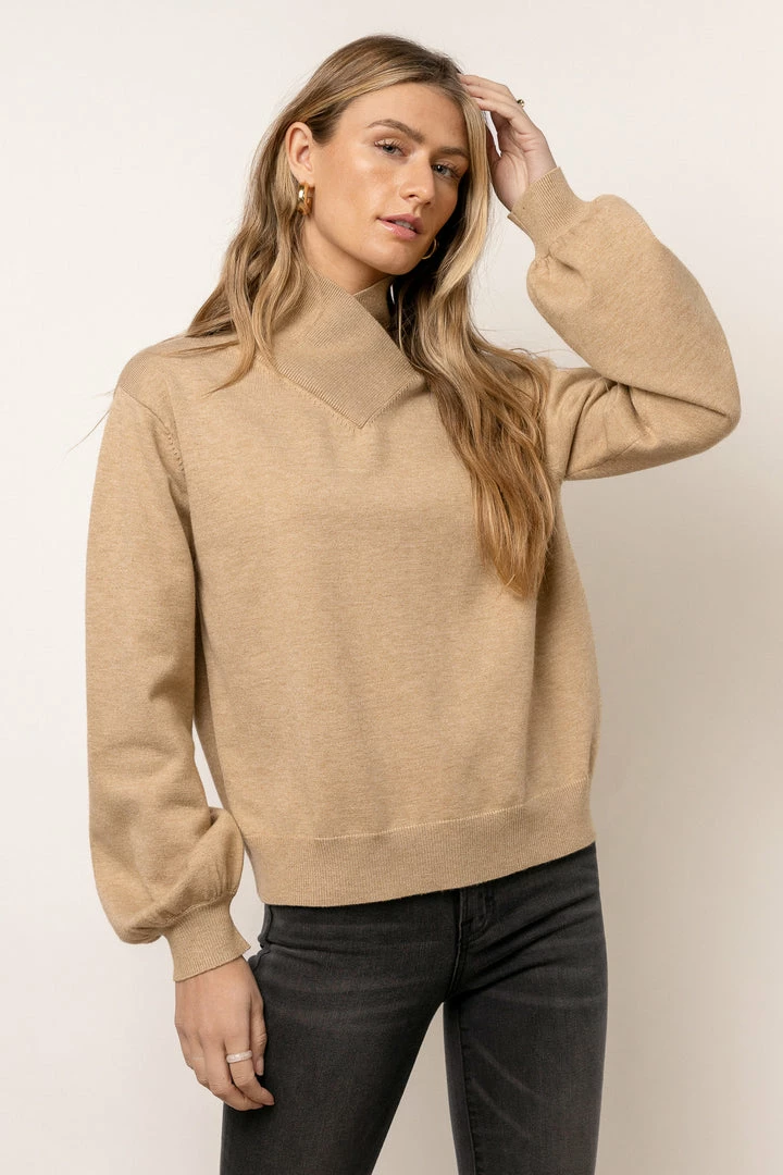 Wholesale π WORUI Trysta Mock Neck Sweater In Taupe π 5 WORUI Trysta Mock Neck Sweater In Taupe