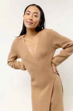 New Arrivals Vero Moda Alexandria Knitted Dress In Tan