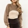 Vero Moda Alia Ultra-Cropped Sweater In Taupe