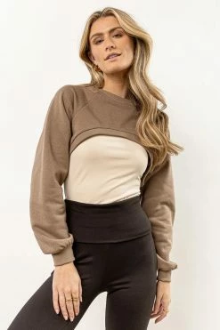 Vero Moda Alia Ultra-Cropped Sweater In Taupe