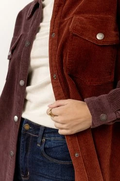 WORUI New Arrivals Winnie Corduroy Shacket In Plum
