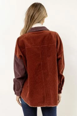 WORUI New Arrivals Winnie Corduroy Shacket In Plum