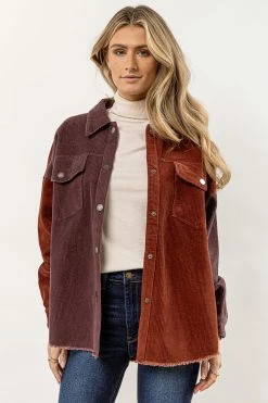 WORUI New Arrivals Winnie Corduroy Shacket In Plum