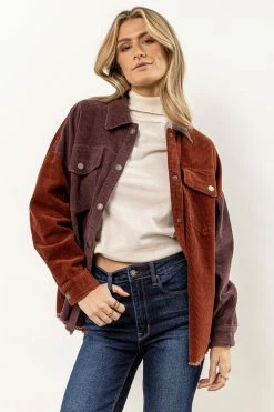 WORUI New Arrivals Winnie Corduroy Shacket In Plum